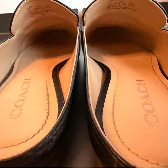Coach Black Leather Loafers with Gold Detail - Picture 3 of 6